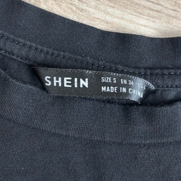 SHEIN Black Crew Neck Short Sleeve Shirt - Picture 2 of 4